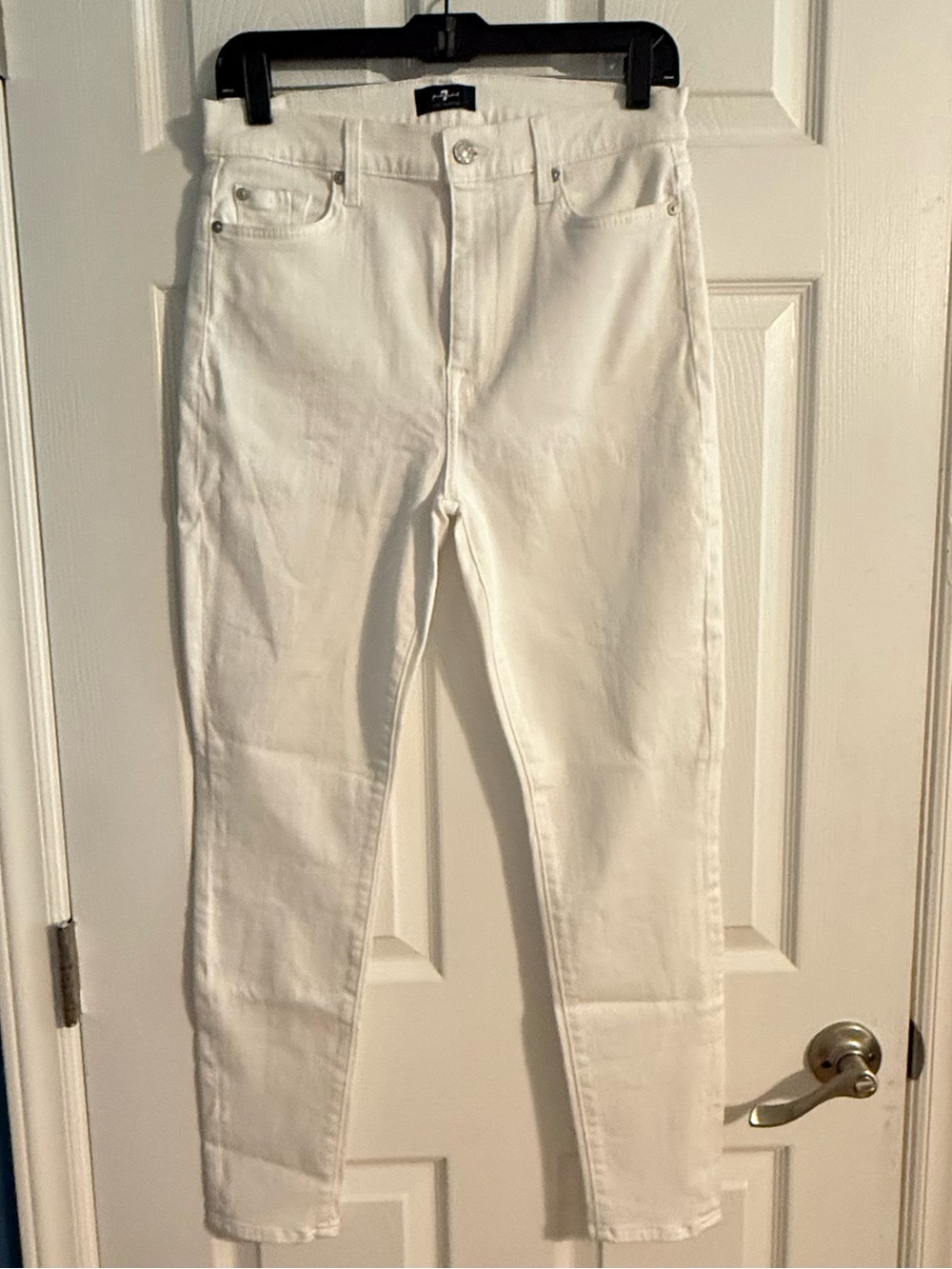 7 For All Mankind The High Waist Ankle Skinny Jeans White Size 29
